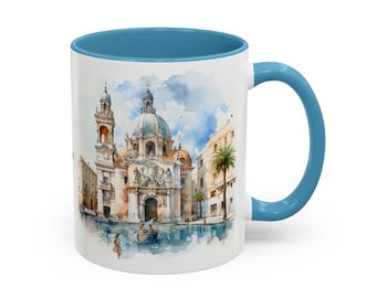 Bari Italy Coffee Mug: Adriatic Coast Watercolor Art, Personalized Travel Gift
