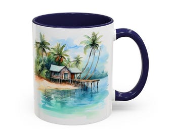 Marshall Islands Mug – Stunning Watercolor Views of Ocean Bliss & Island Serenity | Artistic Ceramic Coffee Mug | Personalized Gift