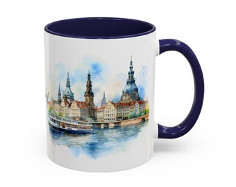 Düsseldorf Mug: Rhine Tower Watercolor Art - Personalized Travel Gift