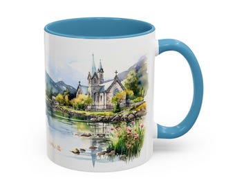 Killarney Ireland Mug: Watercolor Church Landscape, Travel Gift
