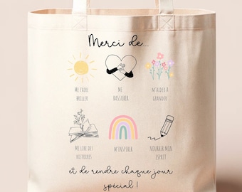 Beige reusable bag for daycare educator, educator gift, educator gift, educator tote bag, kindergarten