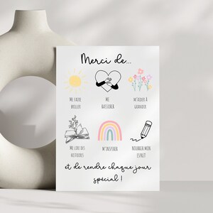 Carte de remerciement personnalisée pour enseignante éducatrice à imprimer, cadeau de fin d'année pour enseignant, carte pour enseignante image 3