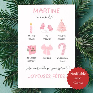 Gepersonaliseerde bedankkaart voor lerarenopleider, kerstcadeau voor leraren, roze kerstkaart om af te drukken