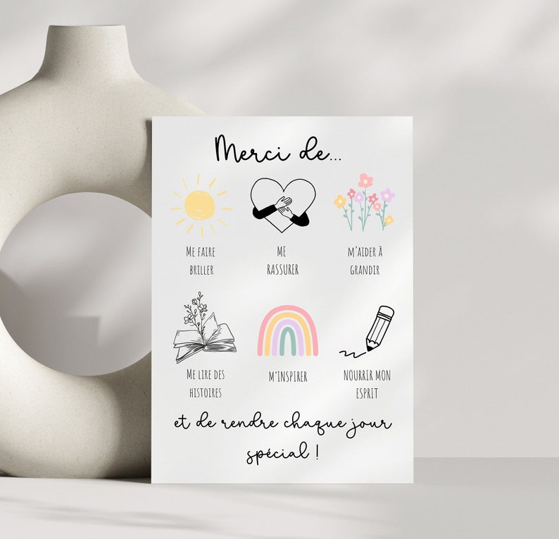 Carte de remerciement personnalisée pour enseignante éducatrice à imprimer, cadeau de fin d'année pour enseignant, carte pour enseignante image 3