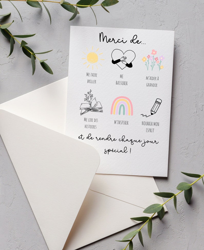 Carte de remerciement personnalisée pour enseignante éducatrice à imprimer, cadeau de fin d'année pour enseignant, carte pour enseignante image 5
