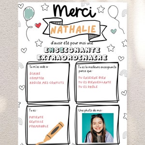 Carte de fin d’année pour enseignant, cadeau enseignante, cadeau personnalisé pour professeur, cadeau de remerciement, cadeau appréciation