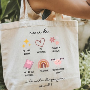 Beige reusable bag for daycare educator, educator gift, educator gift, educator tote bag, kindergarten