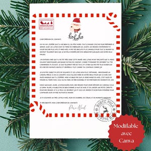 Modèle imprimable de lettre personnalisée modifiable du père Noël du bureau du père Noël du pôle Nord par courrier imprimable, lettre Noël