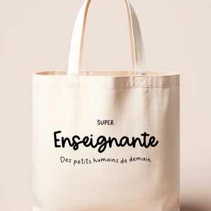 Beige reusable bag for teacher, teacher gift, teacher tote bag, thank you gift