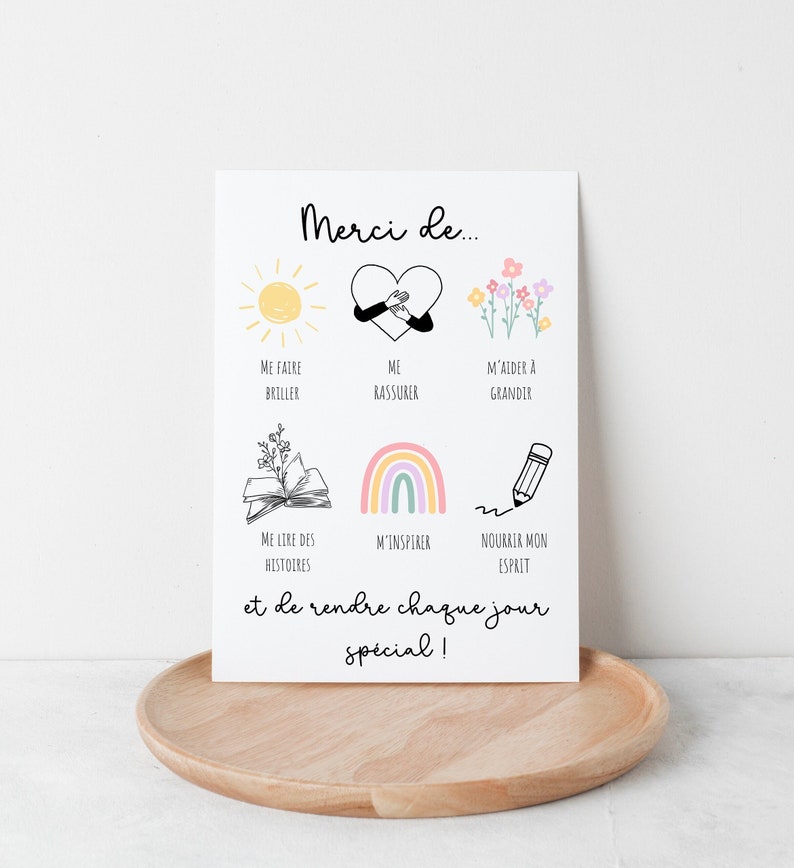 Carte de remerciement personnalisée pour enseignante éducatrice à imprimer, cadeau de fin d'année pour enseignant, carte pour enseignante image 2