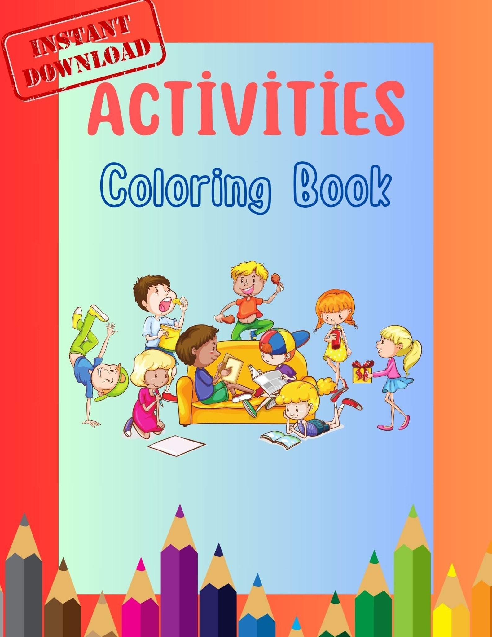 20 Funny Activity Coloring Pages, Printable PDF, Digital Download, Cute ...