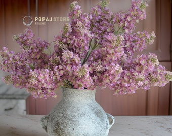 Foliage Floral Wedding | Home | Kitchen Decorations | 24.8" Real Touch Faux Mauve Pink Lilacs Branch | Cream Artificial Lilacs Hydrangeas