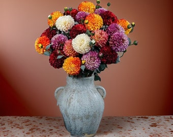 Tallo realista de Palmares Dahlia / Regalos - Multicolor / Centros de mesa / BRICOLAJE / Floral / Decoración del hogar / Flor artificial de alta calidad