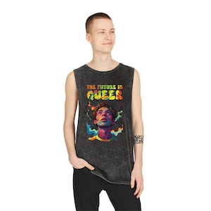 Unisex &quot;The Future is Queer&quot; Graphic Stonewash Tank Top, Gay , Lesbian, Pride, LGBTQ, Perfect Gift