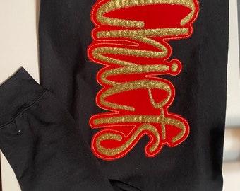 KC Chiefs Glitter Appliqué Sweatshirt | chiefs Super Bowl | Super Bowl 2024 | embroidered sweatshirt | chiefs era | Kelce | NFL Football