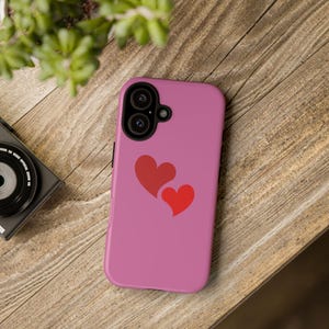 Heart Phone Case, Pink Phone Case, Fun Girly Case, Trendy Phone Case, Classic Love Heart Phone Case, iPhone 16 iPhone 15 Case, Gift For Her