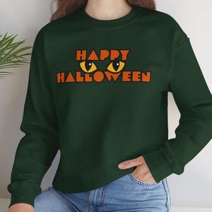 Schwarze Katze Halloween Sweatshirt, Herbst Katze Shirt, glückliches Halloween Kleid, Herbst Vibes Shirt, Katze Herbst Sweatshirt, Halloween Sweatshirt