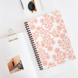 Ästhetisches Blumen Spiralblock liniert Journal für Schule & Büro niedlich Schreibwaren Geschenk Schreibwaren Tagebuch College Linolblock Notizbuch Geschenk