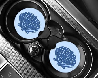 Posavasos de conchas marinas, posavasos de verano para coche, juego de 2, accesorios estéticos para coche, inserto para portavasos de playa, decoración femenina para coche