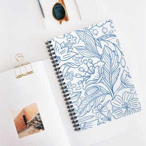 Ästhetische Blume Spiralblock liniert Journal für Schule & Büro niedlich Schreibwaren Geschenk schreiben Tagebuch College Linolblock Notizbuch Geschenk