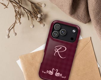 Personalized Swan Phone Case Custom Initial Case for iPhone Monogram Phone Case Trendy Phone Case