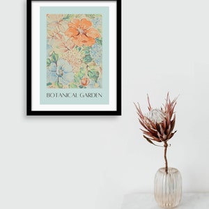 Botanischer Garten Digitales Poster, ästhetische Blumenwandkunst, Vintage Kunstdruck, druckbare digitale Kunst, Blumenmarktplakat, bunter Druck