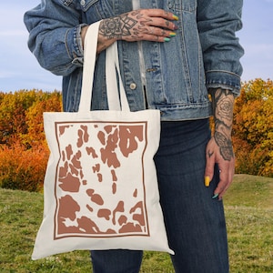 Bolsa Western Tote, Bolsa com Estampa de Vaca, Bolsa Bonita de Fazenda, Bolsa de Compras Cowgirl, Bolsa Reutilizável para Acessórios, Bolsas para Presentes, Bolsa Country de Outono