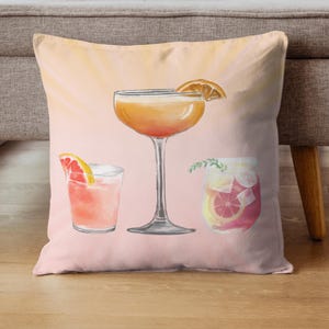 Cocktail Square Pillow Martini Pillow Margarita Pillow Fun Pillow Decor Mixologist Gift Happy Hour Pillow Gift For Her Gift For Mom