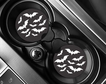 Halloween Bat Coasters Set of 2 Gothic Halloween Car Coaster Spooky Car Accessories Retro Halloween Coasters Halloween Car Decor