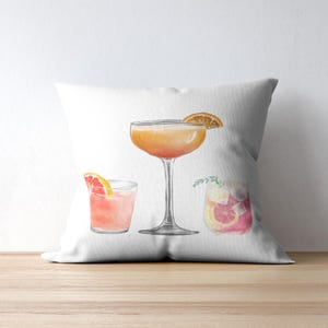 Cocktail Square Pillow, Martini Pillow, Margarita Pillow, Fun Pillow Decor, Mixologist Gift, Happy Hour Pillow, Gift For Her, Gift For Mom