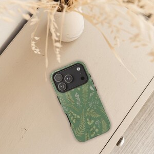 Aesthetic Forest Ferns Nature Phone Case Fern Print Case Nature Themed iPhone Case Green Phone Case iPhone 16 Camping Case Fern Pattern Case image 3