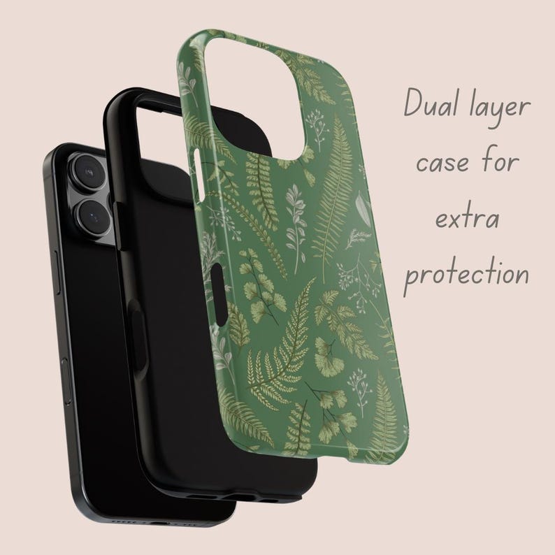 Aesthetic Forest Ferns Nature Phone Case Fern Print Case Nature Themed iPhone Case Green Phone Case iPhone 16 Camping Case Fern Pattern Case image 5