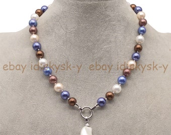 Round South Sea Shell Pearl Baroque Pendant Necklace