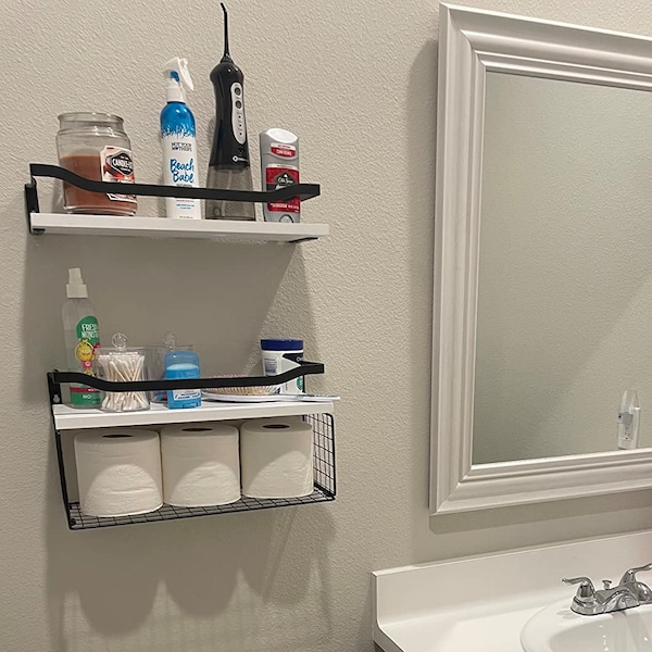 Bathroom Storage Floating Shelves Etsy