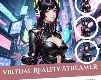 VR Streamer Girl PNGTuber Model: Reactive Premade Avatar (Instant Download)