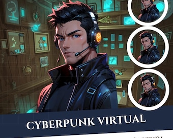 Cyber Monday VR Streamer Boy PNGTuber Model: Reactive Premade Avatar (Instant Download)