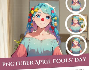 April Fools Day Girl PNGTuber Model: 1 Emotion (Instant Download)