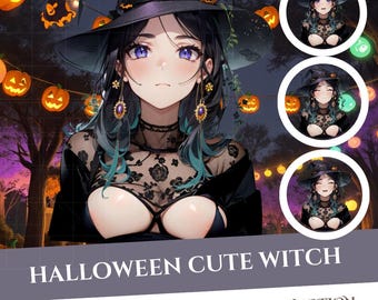 Halloween Witch Girl PNGTuber Model: Custom Vtuber (Instant Download)