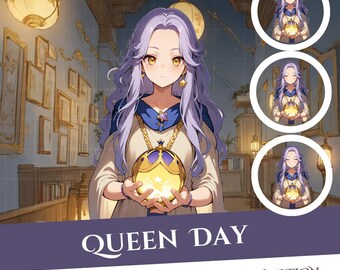 Queen Day Girl PNGTuber Model: 1 Emotion (Instant Download)