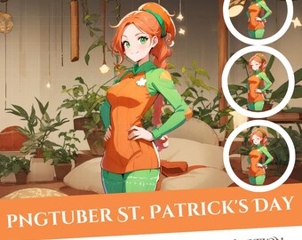 St. Patrick's Day Girl PNGTuber Model: 1 Emotion (Instant Download)