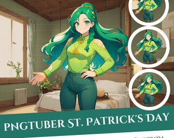 St. Patrick's Day Girl PNGTuber Model: 1 Emotion (Instant Download)