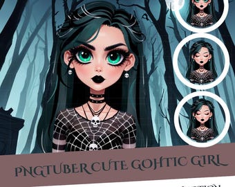Avatar de chica gótica PNGTuber (Descarga digital)
