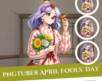 April Fools Day Girl PNGTuber Model: 1 Emotion (Instant Download)