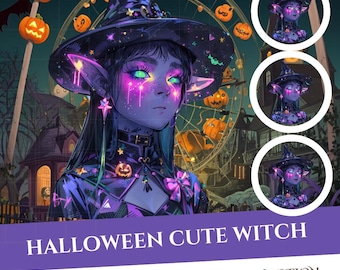 Halloween Witch Girl PNGTuber Model: Custom VTuber (Digital Download)