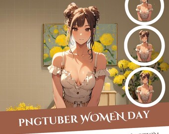 Women Day Girl PNGTuber Model: 1 Emotion (Instant Download)