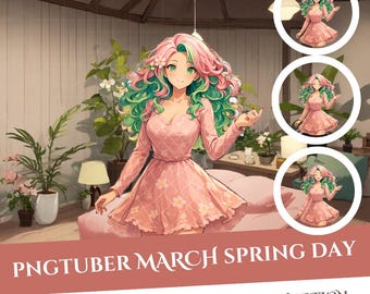 March Spring Day Girl PNGTuber Model: 1 Emotion (Instant Download)