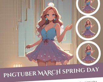 March Spring Day Girl PNGTuber Model: 1 Emotion (Instant Download)