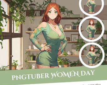 Women Day Girl PNGTuber Model: 1 Emotion (Instant Download)