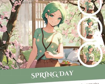 Spring Day Girl PNGTuber Model: 1 Emotion (Instant Download)