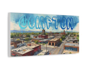 Peinture sur toile mate à l'aquarelle Compton Skyline
